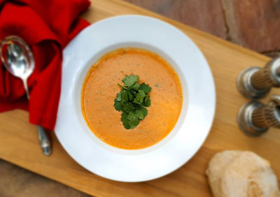 Mildly Spicy Roasted Tomato Soup with Coconut Milk